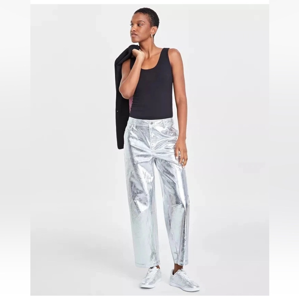 On 34th Metallic Barrel Leg Pants